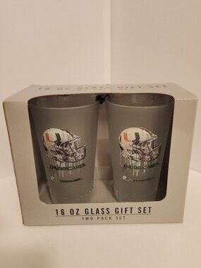 Miami Hurricanes NCAA Pack of 2 - 16oz Frosty Pint Glasses Logo UM Gift Set